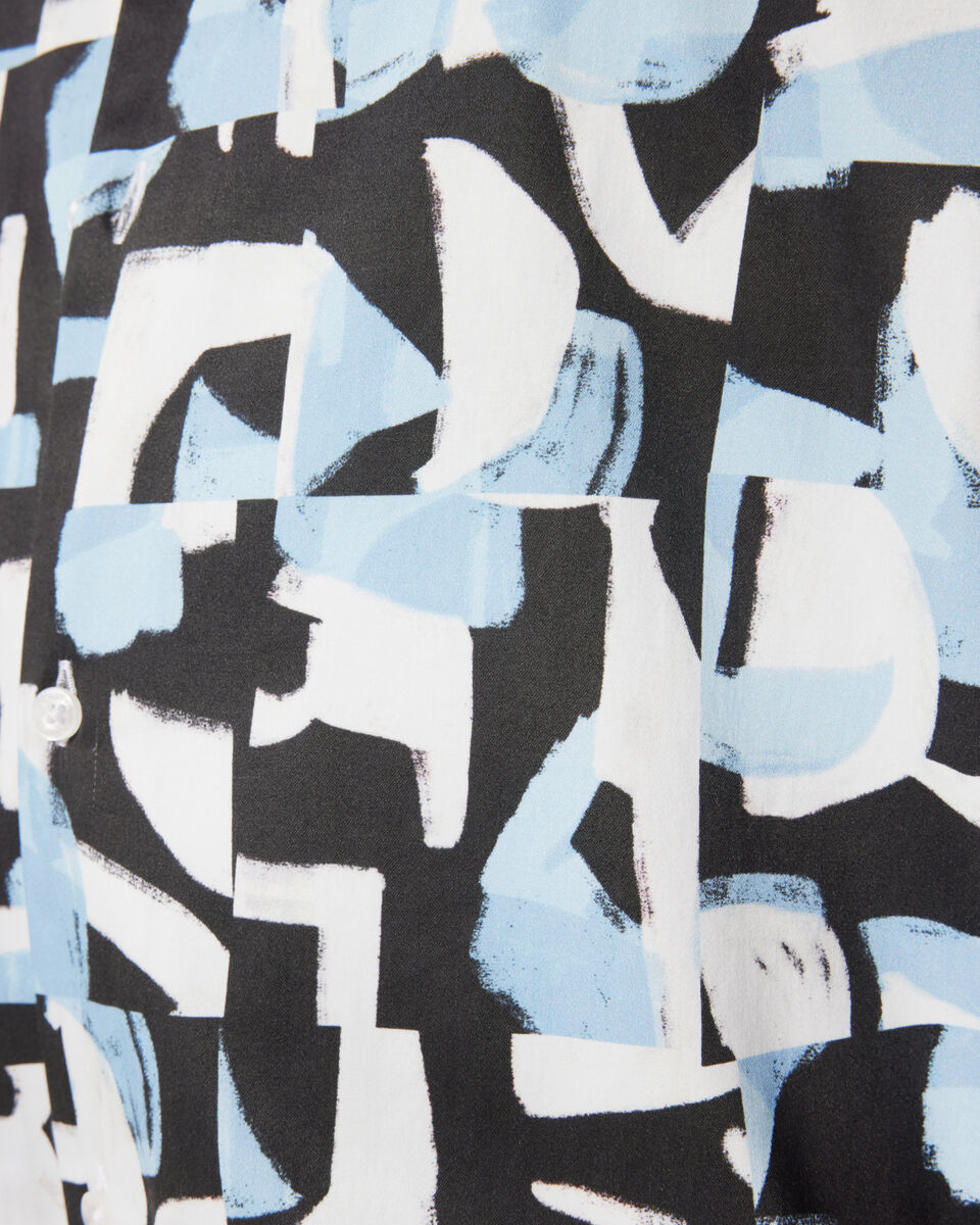 Abstract Print Short Sleeve Shirt, Blue, hi-res